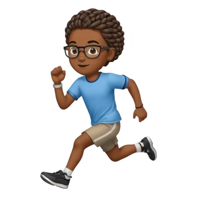 black boy with glasses and braided hair running sticker
