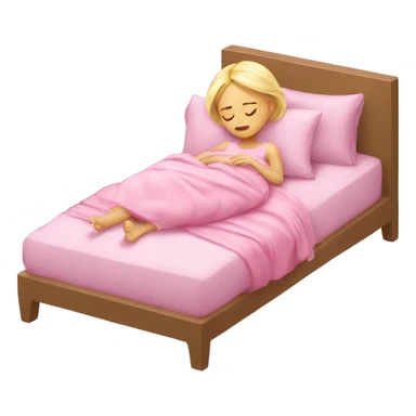 blonde girl sleeping on pink pillows with pink blankets  sticker