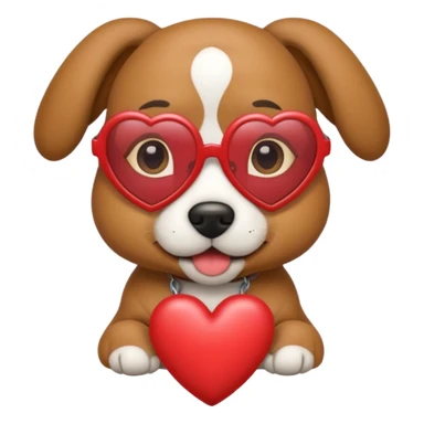 A dog with heart glasses on sticker