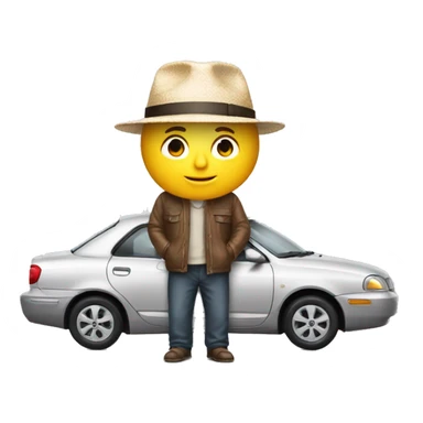 HYUNDA toy car holding man wearing hat written ATM sticker