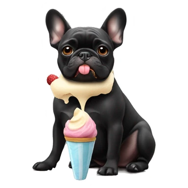 black french bulldog eating ice cream  sticker