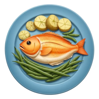 plate of fish potatoes and green beans sticker