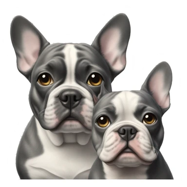 realistic Merle and blue french bulldogs portrait in focus sticker