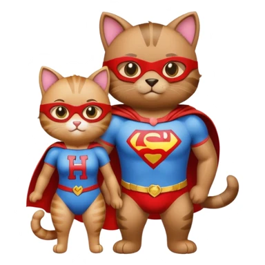 à super hero cat with an H written on his shirt and his little cute bear girlfriend  sticker