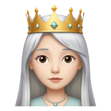 White silver straingt Long Haired Women, Queen with crown — soft expression sticker