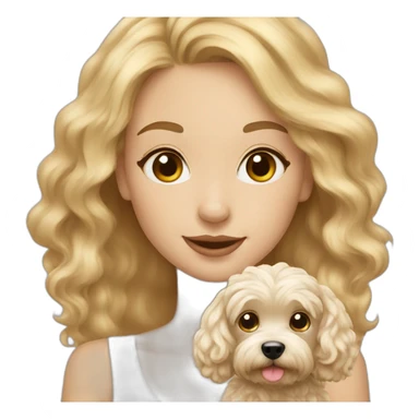 Blonde long hair girl with maltipoo beige sticker
