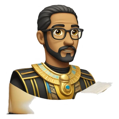 egyptian ruler with glasses and a goatee holding a history book sticker