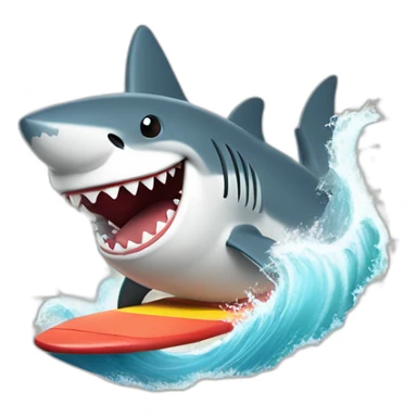 shark in a cowboy hat surfing big wave sticker