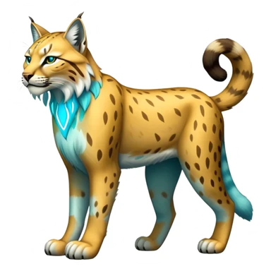 Yellow and cyan Electric-type Bobcat-Lynx-Lion-Fakémon full body sticker