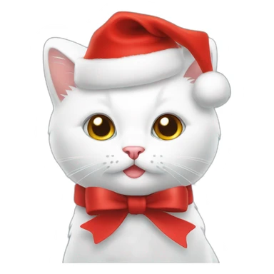 christmas white kitty in red hat sticker