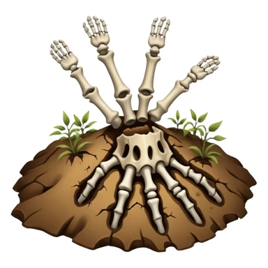 skeleton hand emerging from the ground sticker