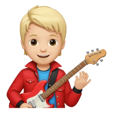 guitar rock player, baby head, red jacket sticker