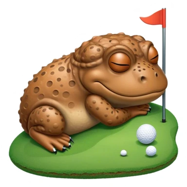 Want an image of the cartoon bufo meme sleeping, dreaming of himself golfing  sticker