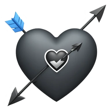 Black heart with cross arrow. Don't use red colour . Use normal Arrow which goes from one side and come out of other . Don't use fancy arrow. Make it that it goes from bottom right to come on top left. Don't use red colour. Use only one arrow 💘 sticker