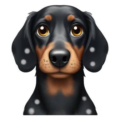 Fluffy black dachshund face with grey spots sticker
