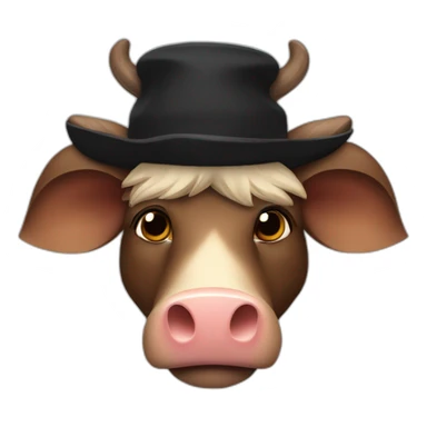 fullface emotionless brown boar with tusks in black winter hat sticker