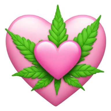 pink heart with weed leaf  sticker