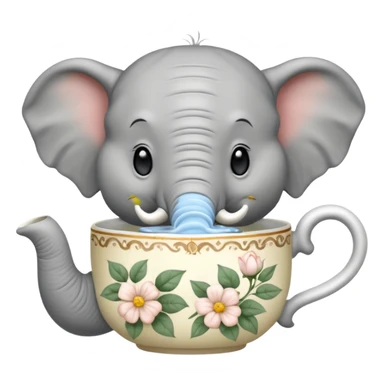elephant with tea cup sticker