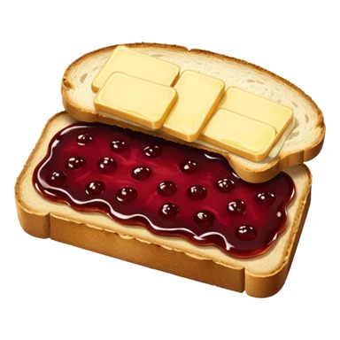 make a 2 slice of bread with butter and jam on top of it with not face sticker