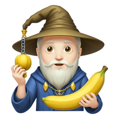 Wizard eating banana and working out with weights sticker