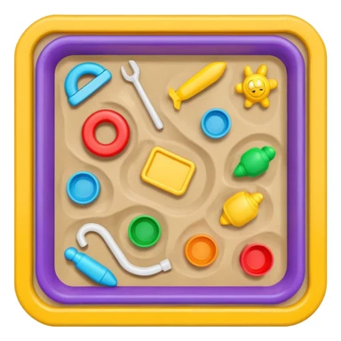sandbox, top-down view, bright colors sticker