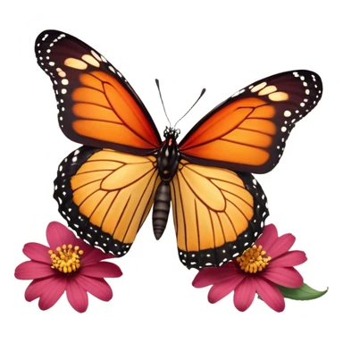 Cinematic Realistic Cute Yawning monarch Butterfly Portrait Emoji, Head tilted slightly with a dramatic, wide-open yawn, showcasing soft, downy ruby wings with gentle droop and half-closed, drowsy eyes rendered in exquisite natural detail, high shine, relaxed yet expressive, styled with a dash of delicate floral charm, soft glowing outline, capturing the essence of a sleepy yet affectionate red butterfly that appears ready to rest its vibrant wings in quiet slumber! sticker