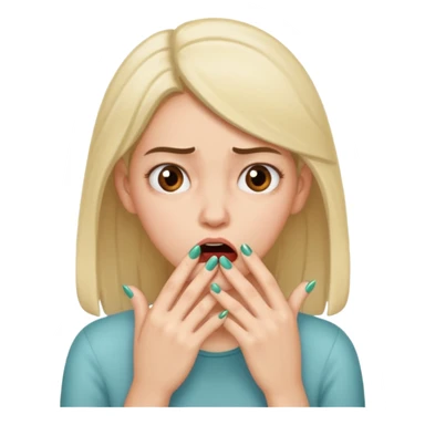 nervous pale Latina girl bite fingernails  sticker