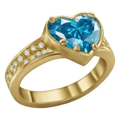 Blue Diamond heart gold ring sticker