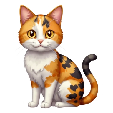 full body anxious looking colourful light calico tabby cat with hazel eyes and very patchy calico fur sticker
