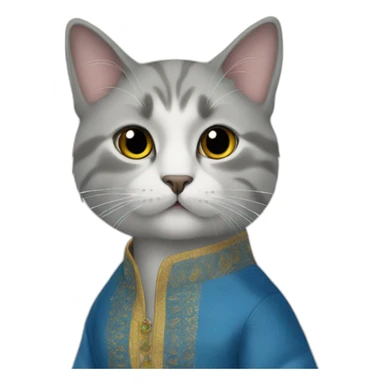 cat in blue kurta sticker