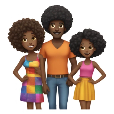 Black man with Afro with twin black kid girls and daughter  sticker