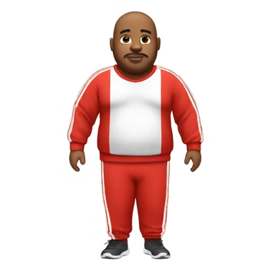 fat man in red sweatsuit with white stripe  sticker