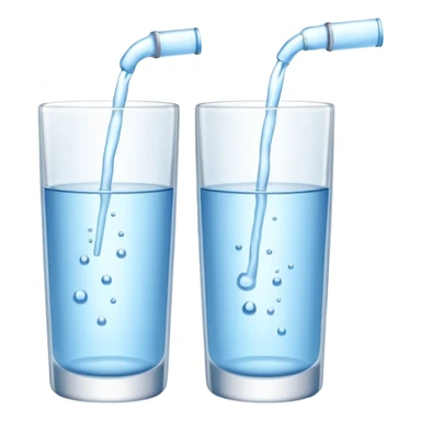3D illustration of two glasses of water — cold ❄️ and hot 🔥. Particles dissolving faster in hot water, slower in cold. Minimalist, clean, bright, modern 3D icon style. sticker