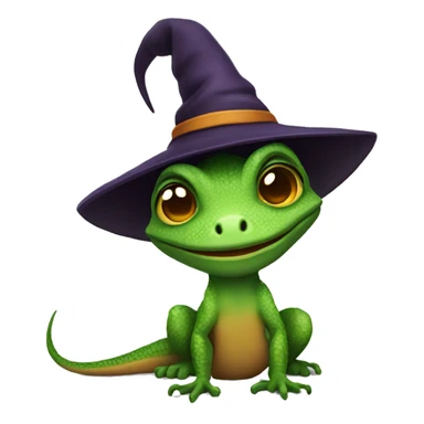 Lizard wearing a witch hat sticker