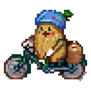 potato riding a bike sticker