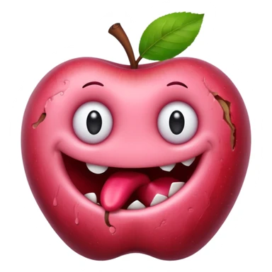 cute worm in ruined apple sticker