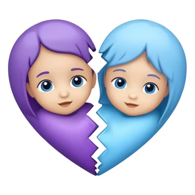 Make a heart with one half baby blue and the other baby purple  sticker