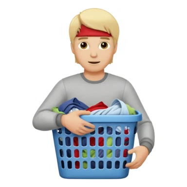 Blonde white Guy holding laundry basket  sticker
