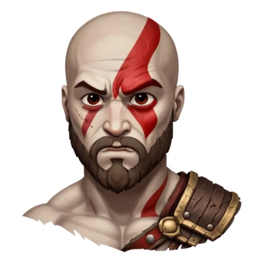Visage de Kratos du jeu PlayStation a la perfection, c'est a dire que la marque rouge doit partir jusqu'à l'arrière du crâne  sticker