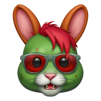 Zombie rabit with red hair and sun glasses sticker