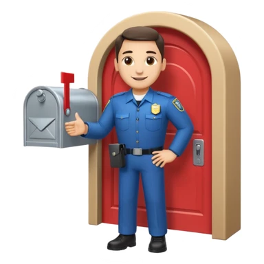 friendly AI email bouncer agent standing at a digital doorway with a mailbox and a security badge blocking spam emails emoji sticker