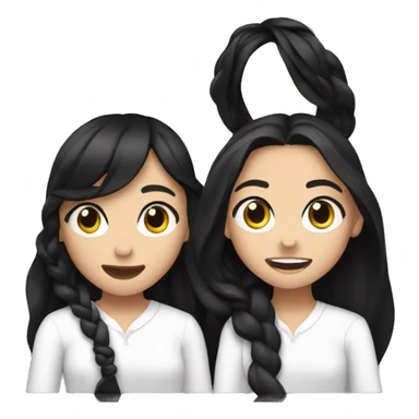 Olivia Rodrigo singing with a girl with white shirt wavy black hair and black eyes sticker