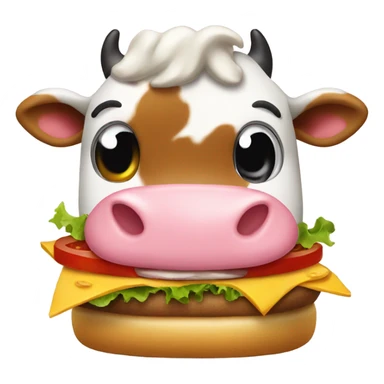 Cow eating a burger sticker