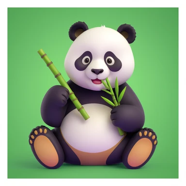 panda eating bamboo in forrest background, close up pose sticker