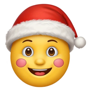 Smiling emoji with santa hat on, google style sticker