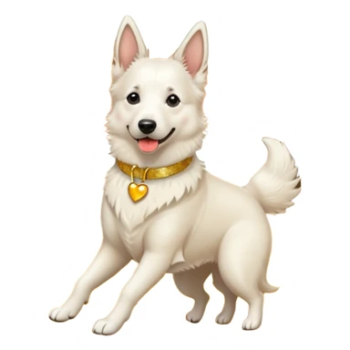 White belgian Shepard with Glitter collar jump in Leaves fall in autumn and Love it sticker