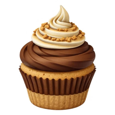 S’mores cupcake with chocolate and graham cracker sticker