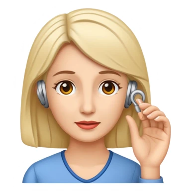 woman with hearing aid sticker