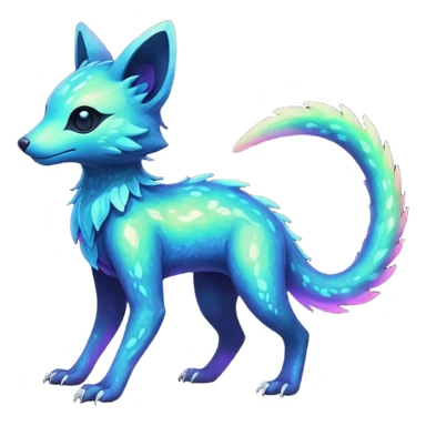 Rare realistic iridescent nebulae shiny sparkly dark-neon glowing bioluminescent edgy badass epic pretty beautiful handsome gorgeous aesthetic colorful vibrant Vernid-Trico-species-Fakemon-creature by LiLaiRa, 4 legs, 1 tail, random markings, (full body) sticker