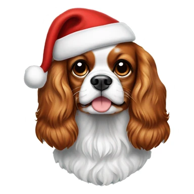 Blenheim Cavalier King Charles Spaniel dog with a Santa hat sticker